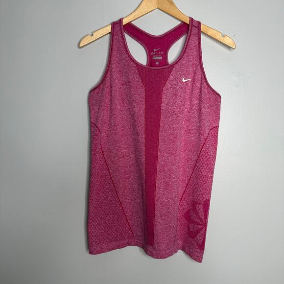 Nike Women's Magenta Pink Heathered Running Racerback Dri-FIT Tank Size L - Picture 1 of 7
